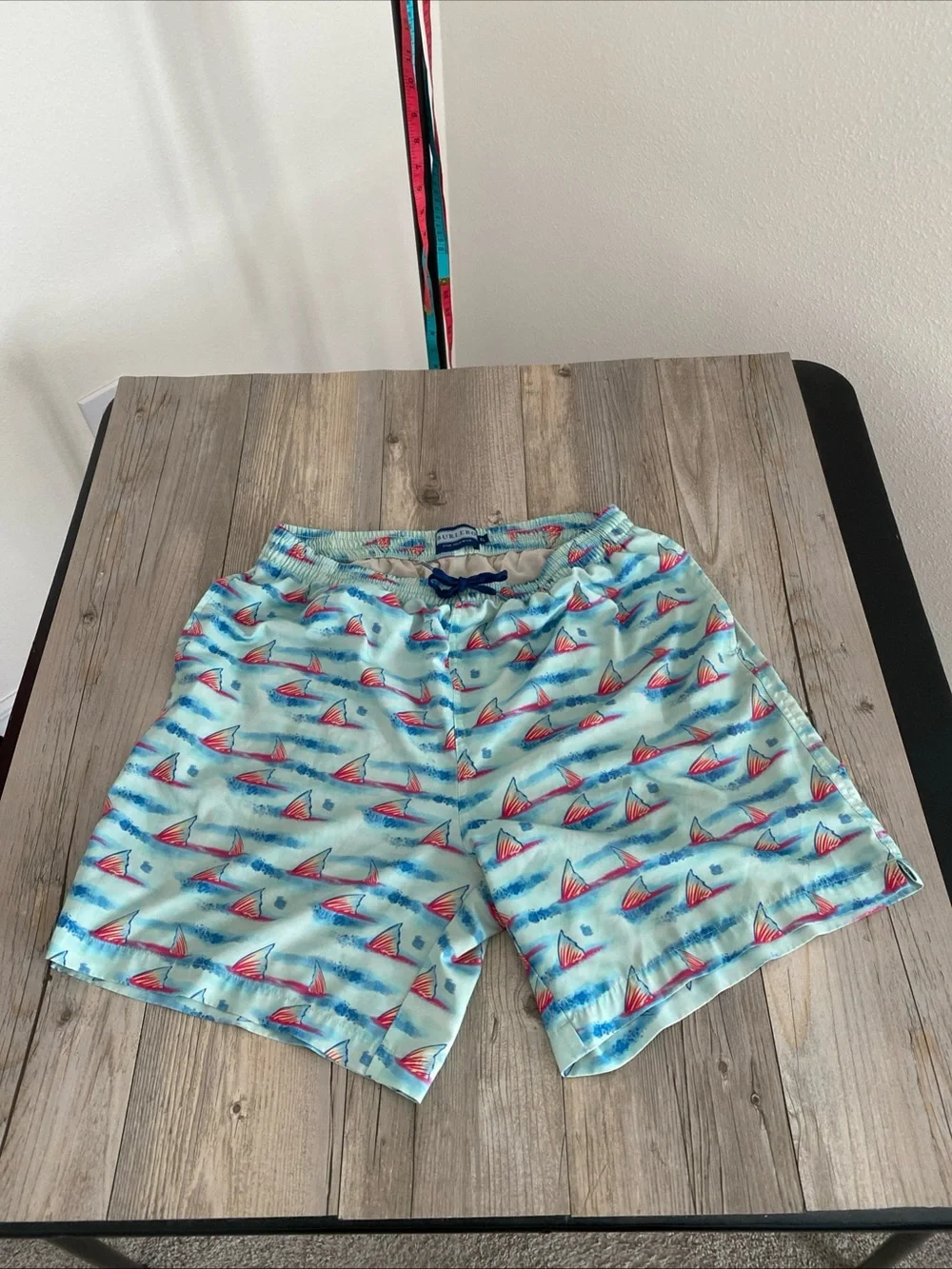 Burlebo Mens Lined Swim Shorts Trunks Colorful Vibrant Fins XL